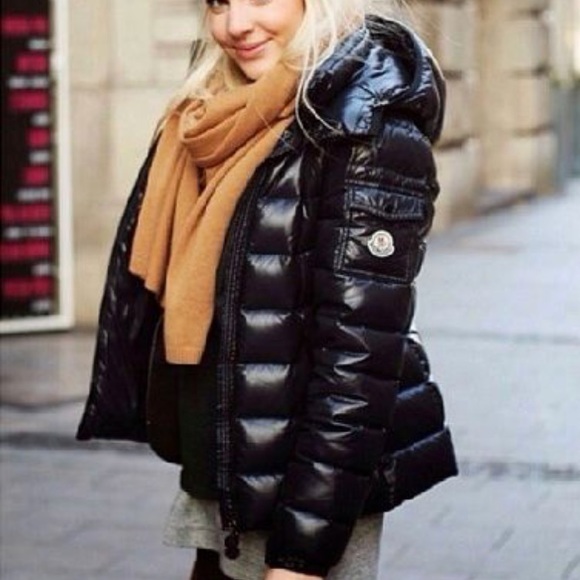 black shiny moncler jacket